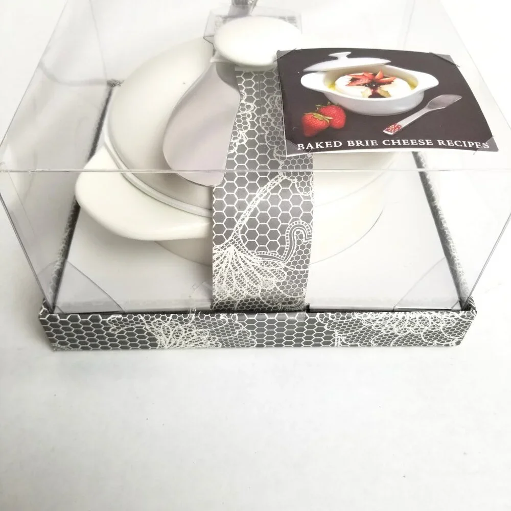 Wild Eye Designs Brie Cheese Baker Set 2 Piece White Ceramic NEW Kitchen Gift